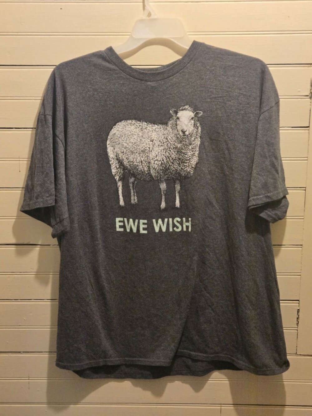Delta Pro Weight T-Shirt Mens 2XL Gray Ewe Wish Sheep Graphic Tee Short Sleeve